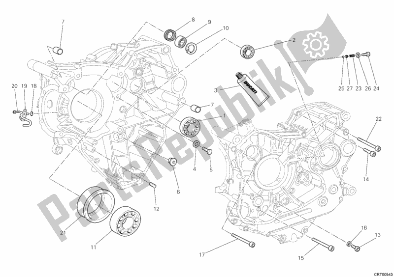 All parts for the Crankcase Bearings of the Ducati Multistrada 1200 S Sport 2012